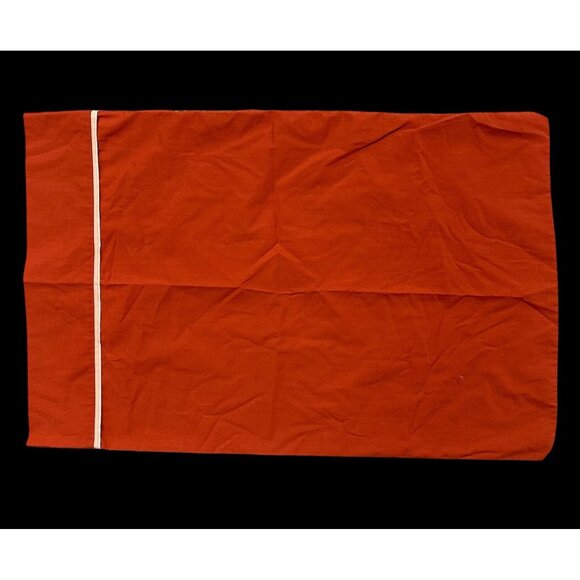Vintage Pillowcases Rust Orange Standard Set 1970s Sears Retro Bedding - Picture 4 of 8